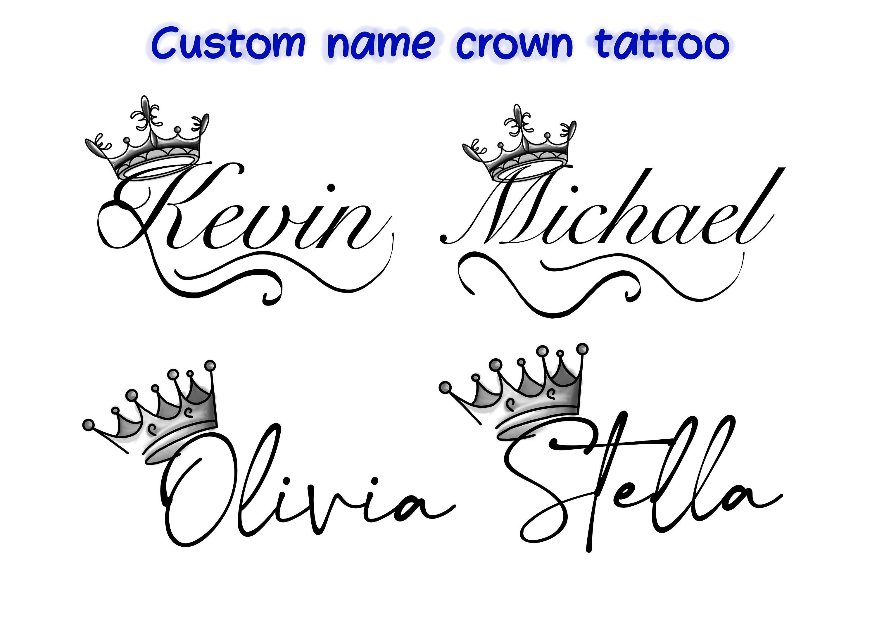 Custom Name With Crown Tattoo Design Minimalist Tattoo PNG - Etsy