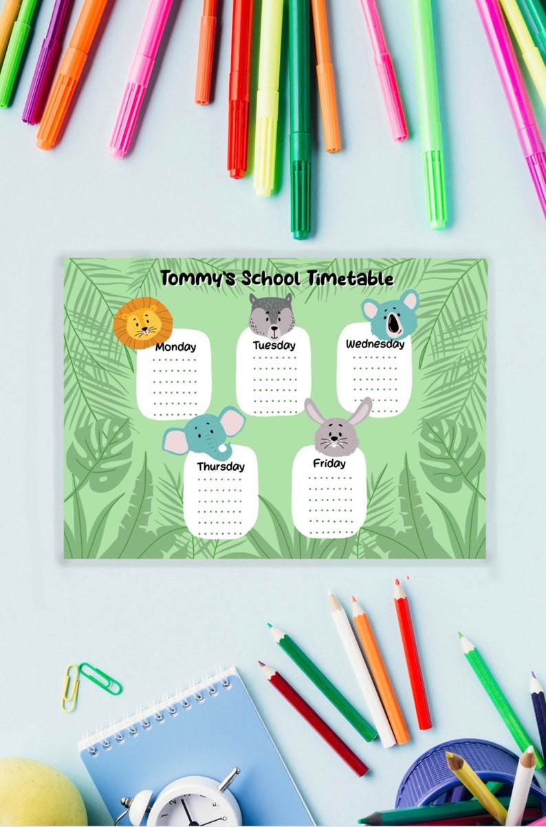 Custom Jungle School Timetable | Back to School Template | Animal ...