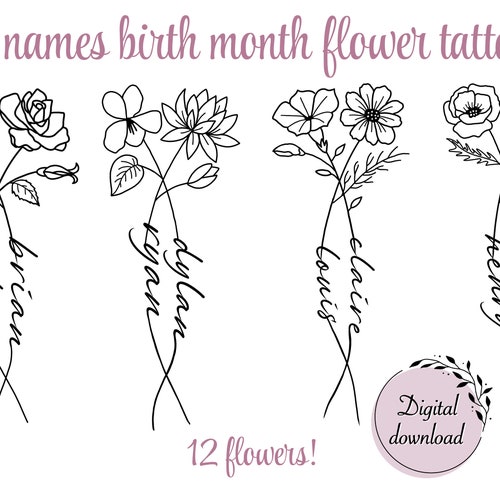 2 Birth Month Flowers Tattoo Couple Family Personalized Gift - Etsy 2 Birth Month Flowers Tattoo Couple Family Personalized Gift - Etsy
