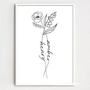 2 Birth Month Flowers Tattoo Couple Family Personalized Gift Digital Downloadable image 3