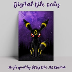 Pokemon Umbreon Digital Wall Art Painting / Pokemon Fan Art Digital Downloadable PNG Artwork