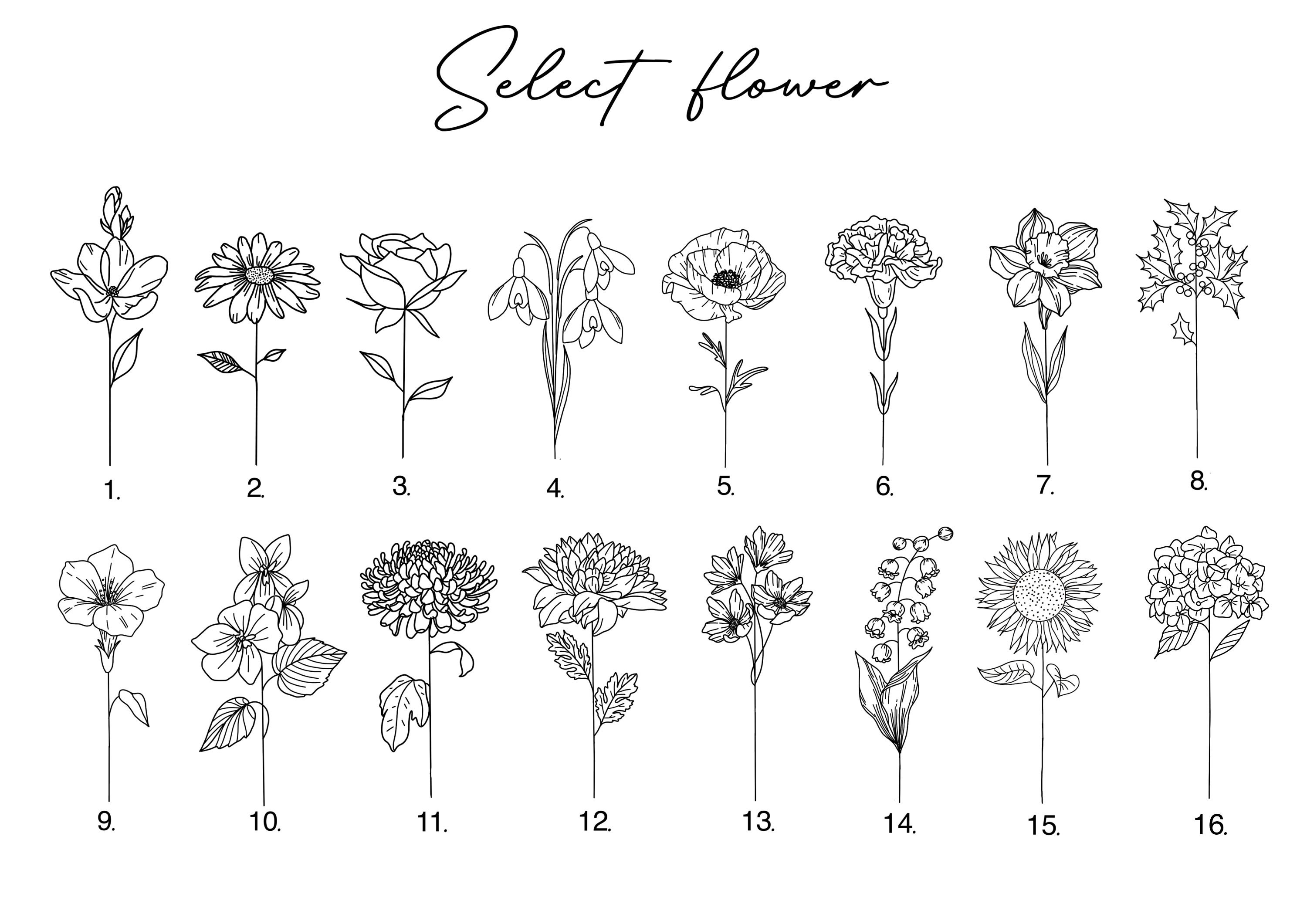 Custom Name Long Sleeve Birth Flower Tattoo Floral Name Etsy