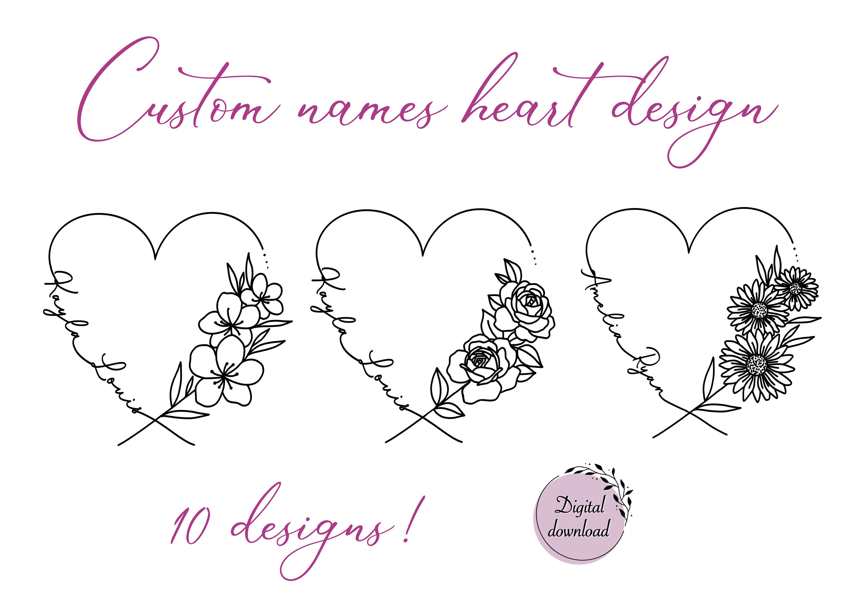 Heart & Vine Tattoo Designs: Custom Names