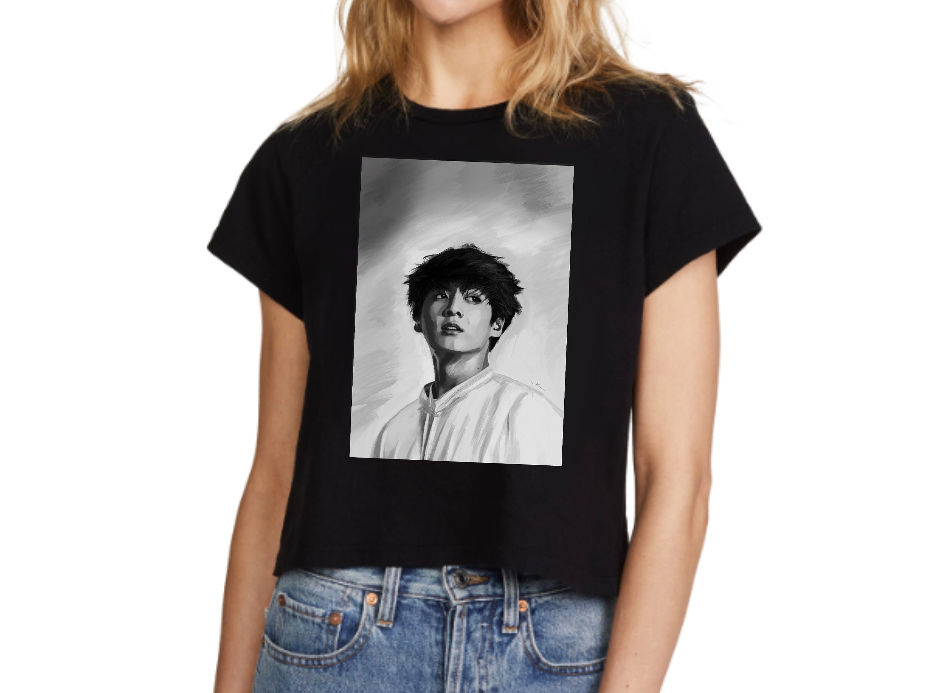 BTS ジョングク レディース Tシャツ | 手描き JK ポートレート - Etsy 日本