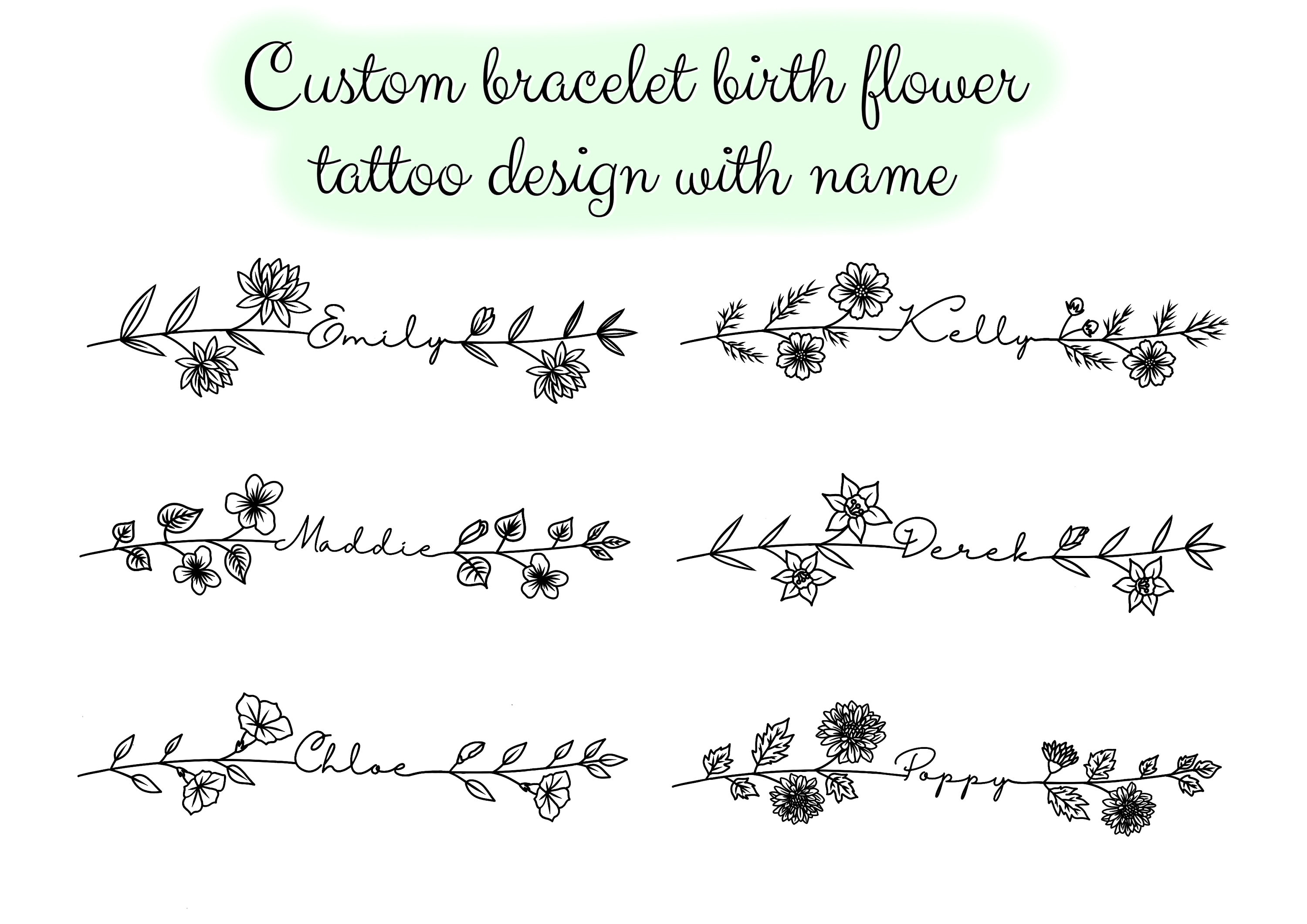 Fine Line Flower Bracelet Tattoo Ideas