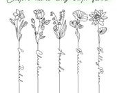 Custom Name Long Sleeve Birth Month Flower Tattoo 2 | Personalized Loved Ones Tattoo Design