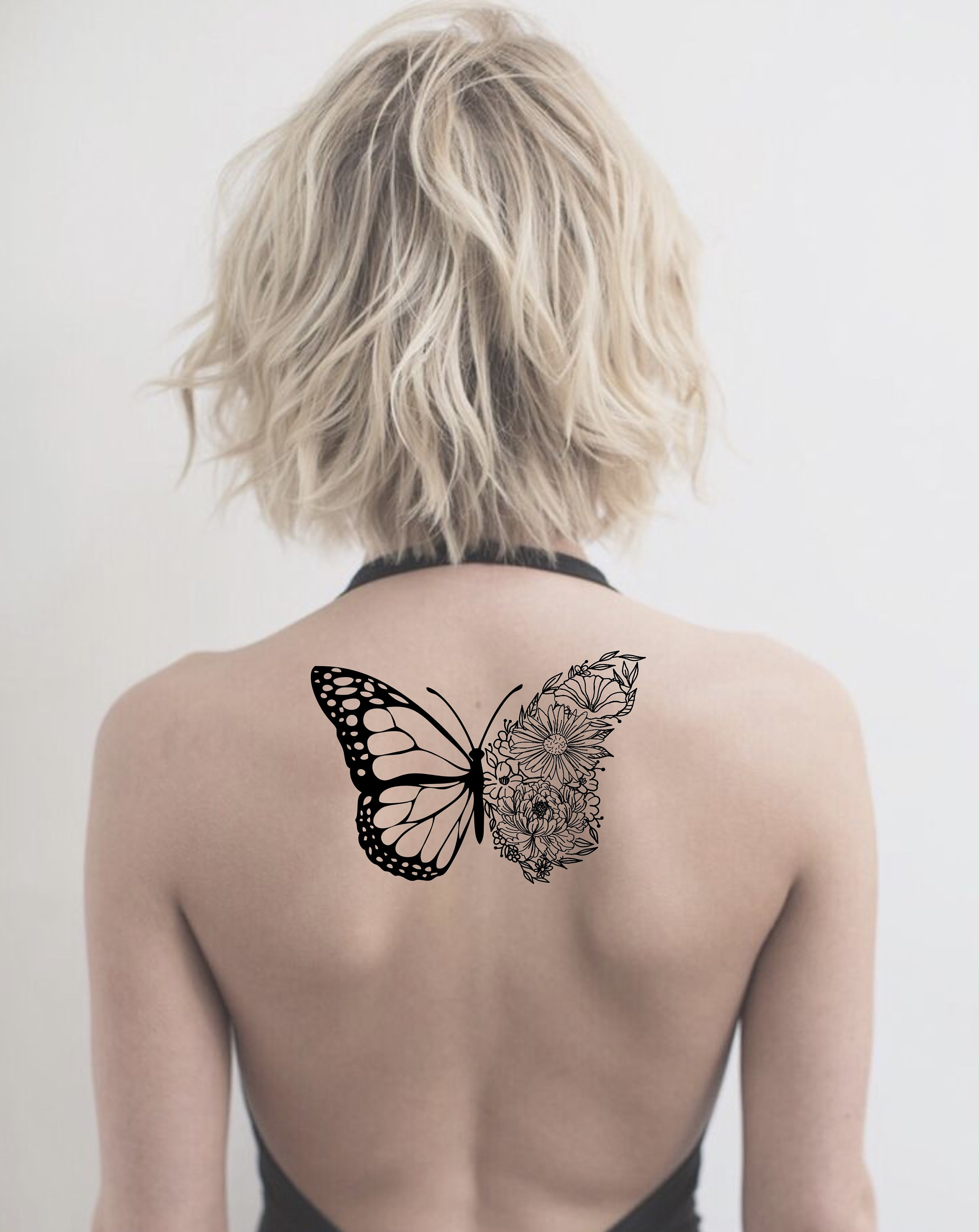 Aangepaste geboortebloem vlinder tattoo-ontwerp | Vlinderboeket, png PNGEgg  | Familiecadeau tattoo - Etsy België, image size:2385x3000