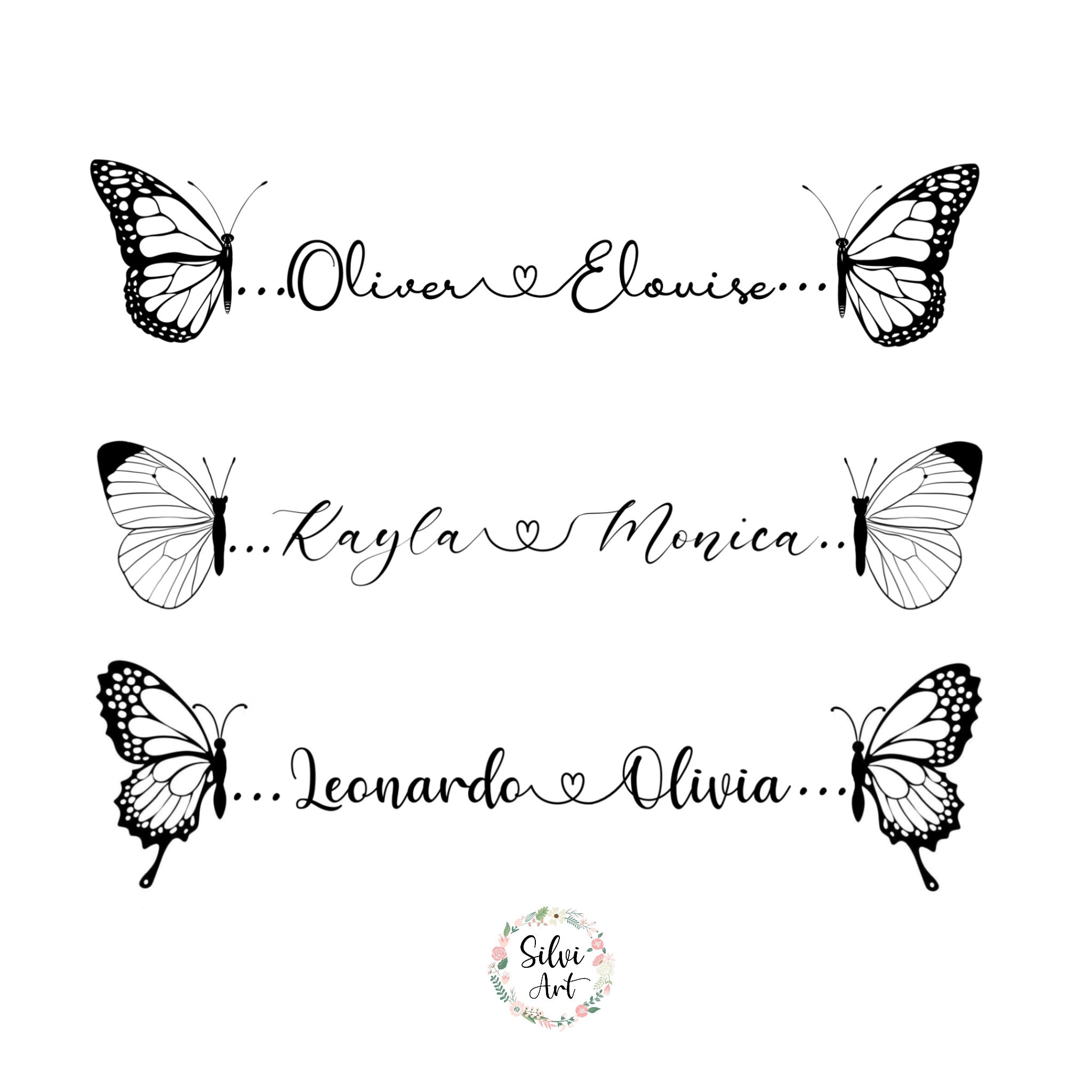 Butterfly Tattoos With Kids' Names That Fly