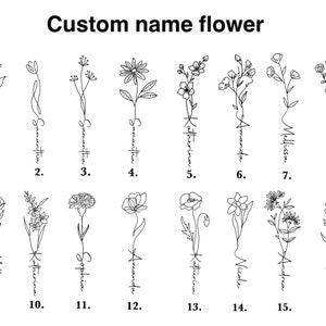 Custom name flower | Birth Flower Gift | Tattoo Comission SVG | Floral Name Design |Digital download png