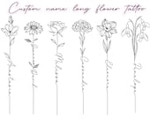 Custom Name Long Sleeve Birth Flower Tattoo | Floral Name Tattoo Commission | Birth Flower Name | Digital Downloadable PNG
