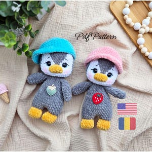 Patrón de ganchillo de pingüino bebé en PDF, pingüino amigurumi sin costuras, patrón de peluche de pingüino, patrón de ganchillo de animal de peluche, descarga digital