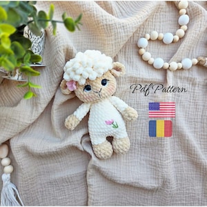 Patrón de ganchillo para corderito bebé – Oveja amigurumi de 20 cm – PDF de costura minimalista fácil – Tutorial de juguete de peluche DIY – Patrón de animal suave hecho a mano
