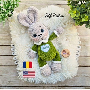 Patrón PDF de Conejito Amigurumi de Crochet – Juguete de Crochet para Principiantes – Patrón de Peluche en Inglés – Bonito Regalo DIY – Descarga Instantánea