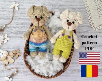 Schema all'uncinetto per il cucciolo Toto in PDF - Giocattolo amigurumi per cani - Tutorial all'uncinetto per principianti - Grazioso regalo fai da te - Download immediato
