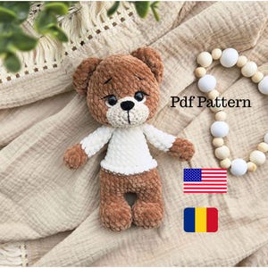 Baby Martin-björn / Amigurumi-virkmönster / Nallebjörn med låg sömnad PDF / Virkad leksak för babybjörn / Minimal sömnad / Handgjort plyschmönster