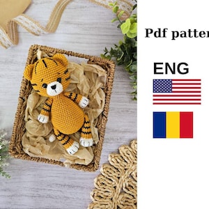 Patrón de cachorro de tigre a crochet en PDF – Juguete amigurumi Tony – Tutorial de crochet para principiantes – Bonito regalo DIY – Descarga instantánea