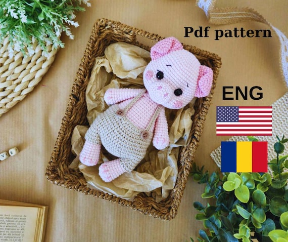 Amigurumi Pig Crochet Pattern PDF – Cute Piggy Toy Tutorial – Beginner Friendly Plush Farm Animal – DIY Gift – Instant Download