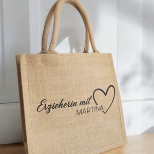 Jute bag, personalized gifts for educators, educator with heart, heart, tote bag, gifts