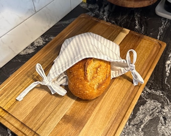 Handmade Linen Bread Bag – Reusable Sourdough Storage