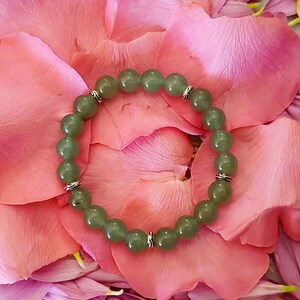 MEDIUM 8mm Green Aventurine Stretch Gemstone Bracelet. Helps you develop love and compassion for yourself and for others.