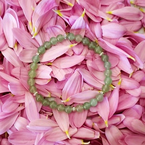 LARGE 6mm Green Aventurine Stretch Gemstone Bracelet. Helps you develop love and compassion for yourself and for others.