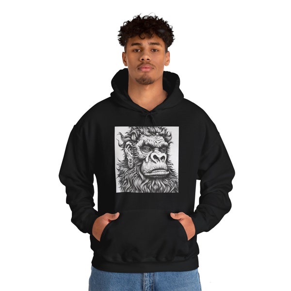 Biggießen Sasquatch Hoodie Bodymod Sasquatch Kryptozoologie Sweatshirt Geschenk für Sasquatch-Liebhaber Bigfüße Jagd Hoodie Cryptid Bigfüße Believer