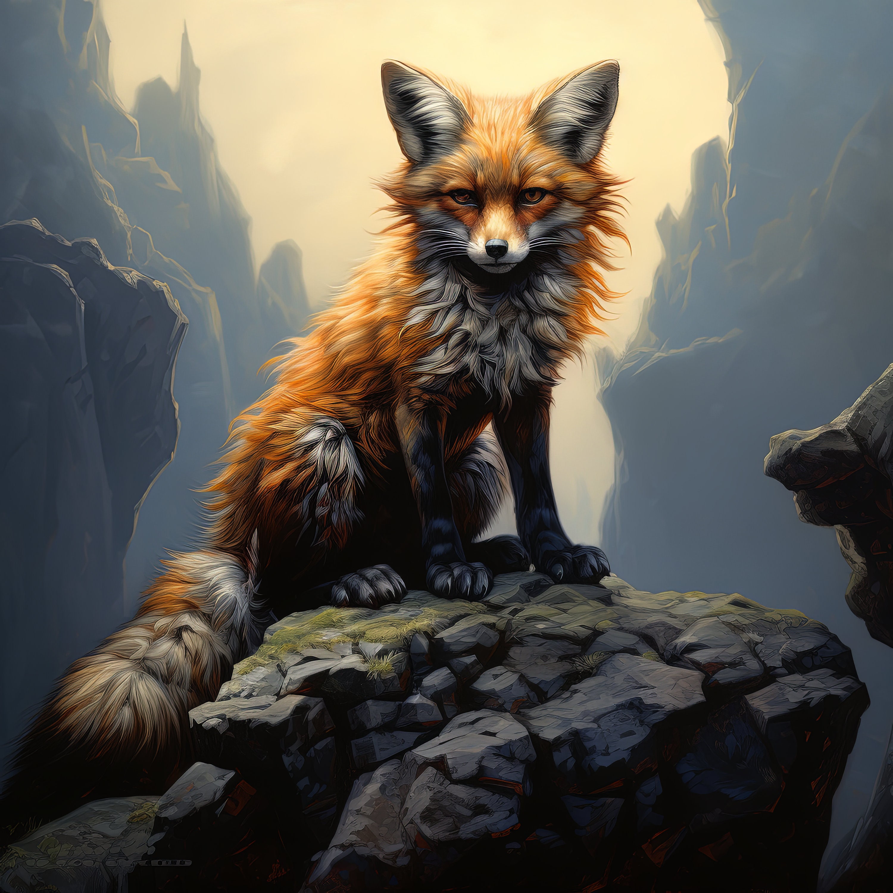 Red Fox Wall Art, Highly Detailed, Fantasy Style, Nature Inspired ...
