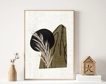 Abstract Leaf Branch Print | Earth Tone Wall Art | Abstract Home Print | Unique Artwork | Home Décor | Downloadable Art Print (PNG)