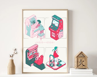 Cartoon Girls Print / 90s Anime Girls Poster / Arcade Girls Printable / Vintage Cartoon Prints / Girls Nursery Art / Stampe scaricabili
