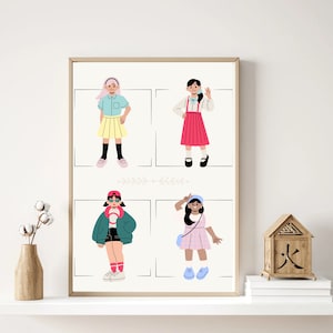 Cartoon Girls Print | 90s Anime Girls Poster | Fashion Girls Printable | Vintage Cartoon Prints | Girls Nursery Art | Downloadable Prints