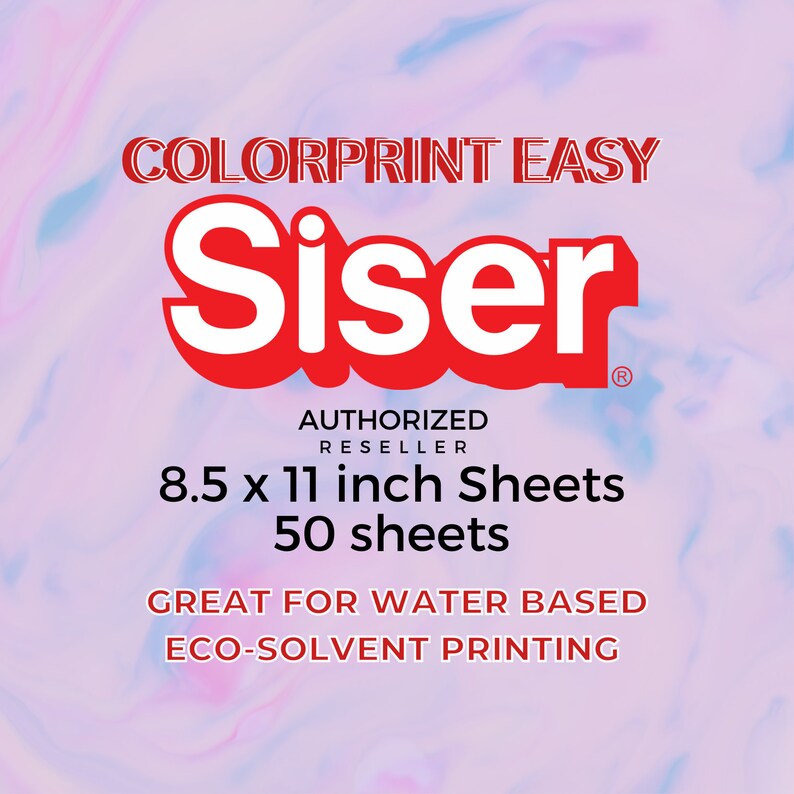 Siser ColorPrint Easy 8.5 x 11 Pack of 50 printable vinyl sheets, t-shirts, eco solvent, transfers, svg, png bild 1