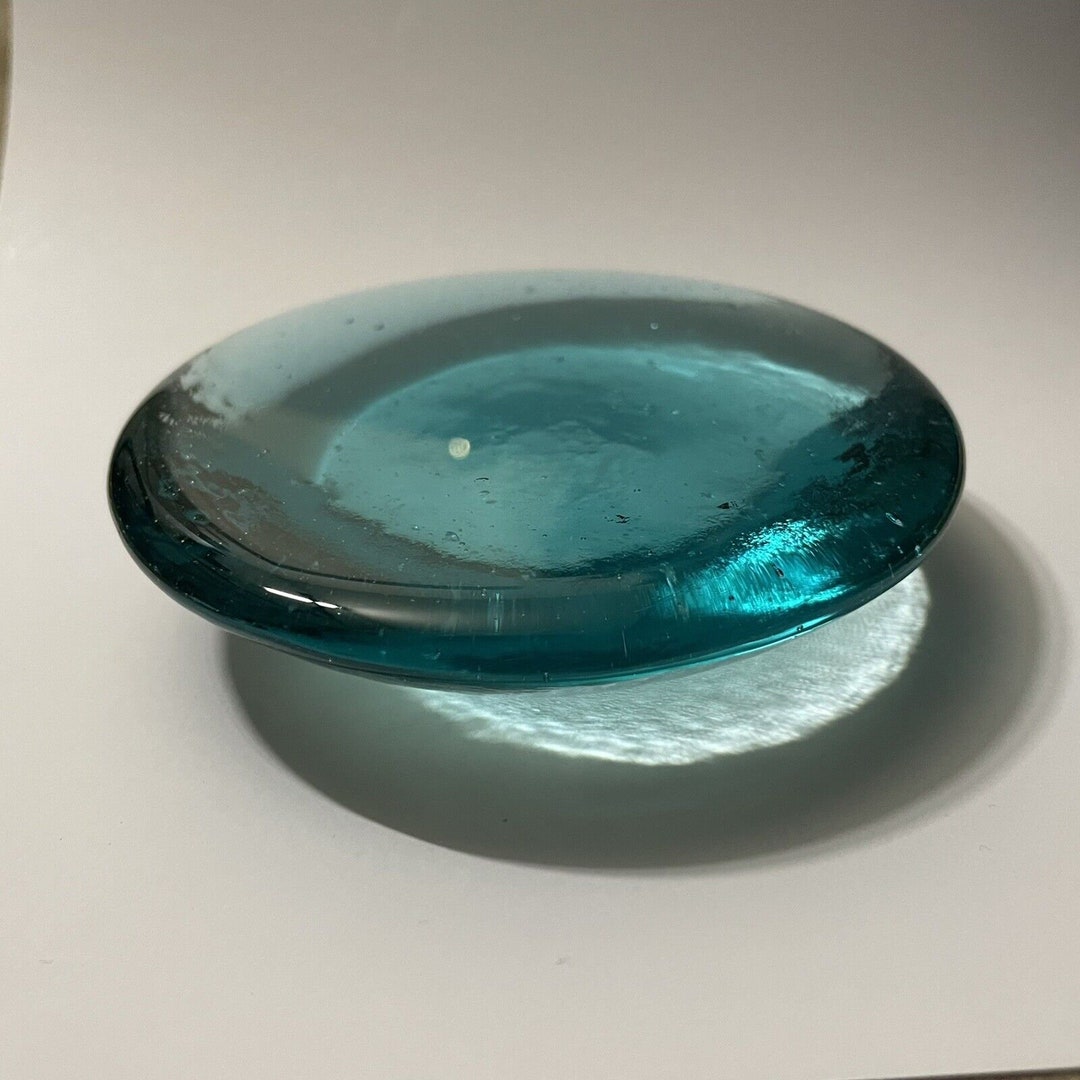 Fire and Light Recycled Glass Aqua Candle Stand 4 1/4 as Is Etsy