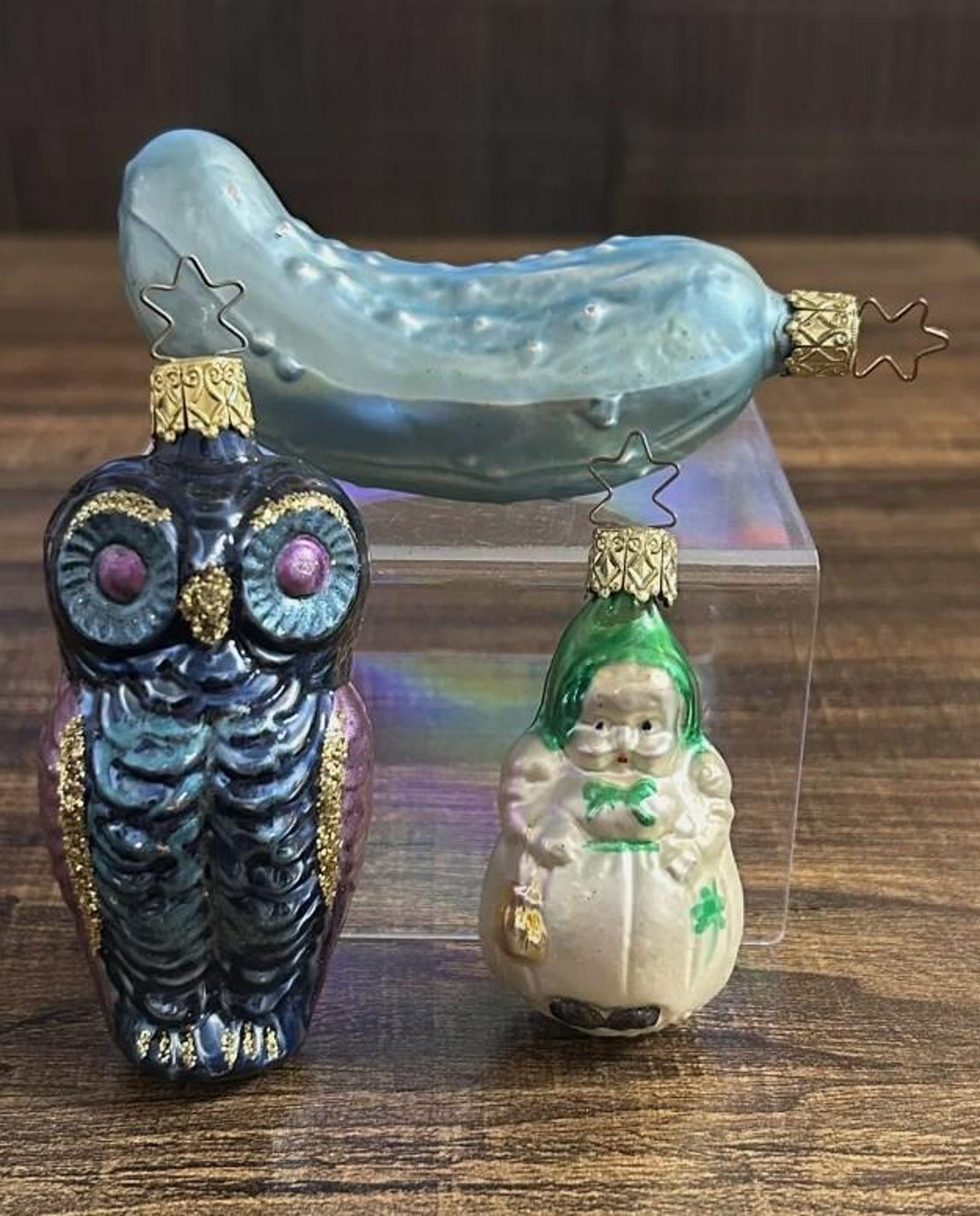 Vintage Inge-Glas Blown Glass Christmas Ornaments Made in West Germany Set Of 3