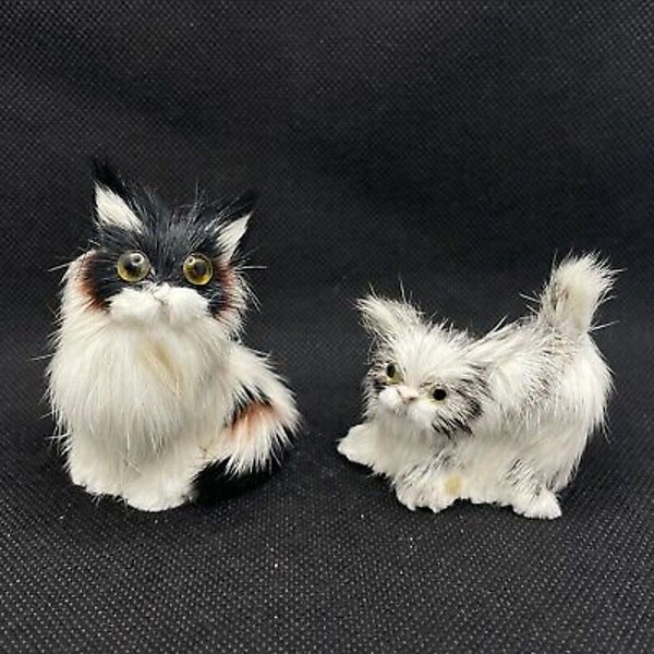 Rabbit Fur Cat Figurine Etsy