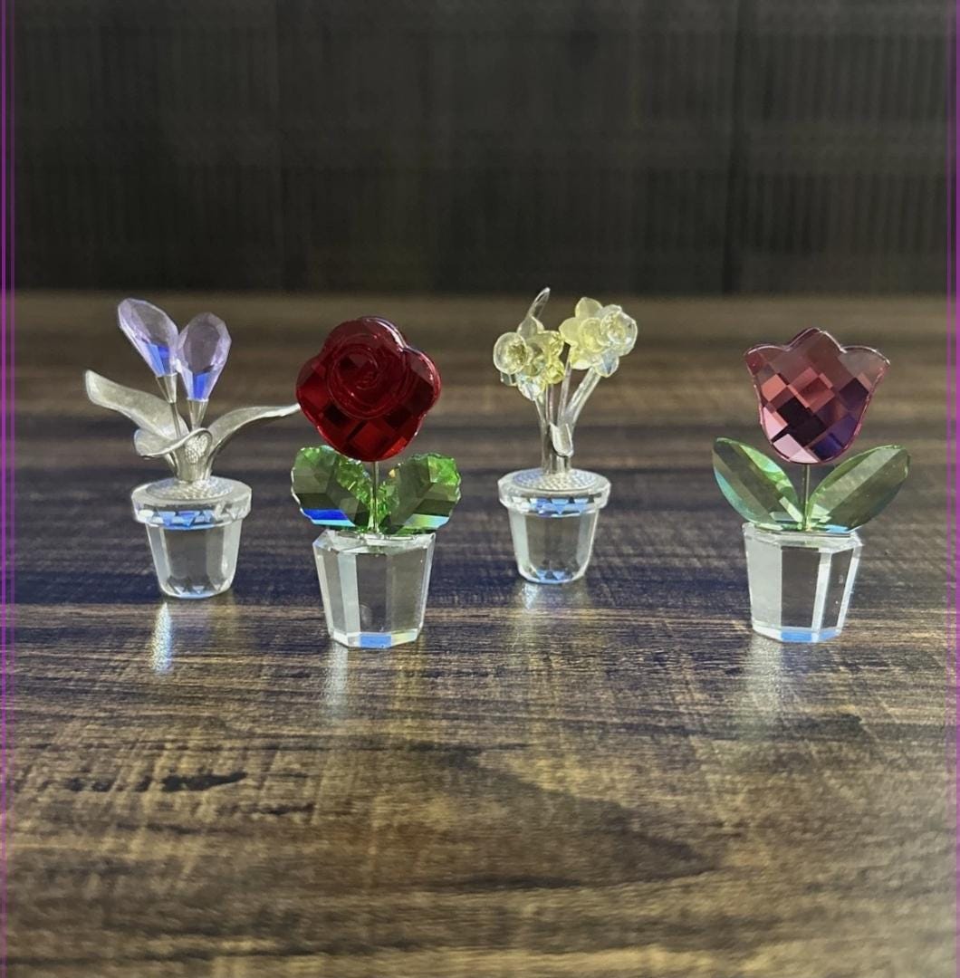 Swarovski Crystal Figurine Flowers in Pot - Etsy