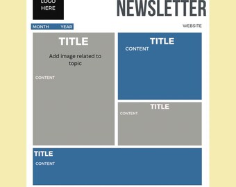 Editable Newsletter Template – Printable Email or PDF Newsletter – Canva Template – Business, School, Blogger – Instant Download