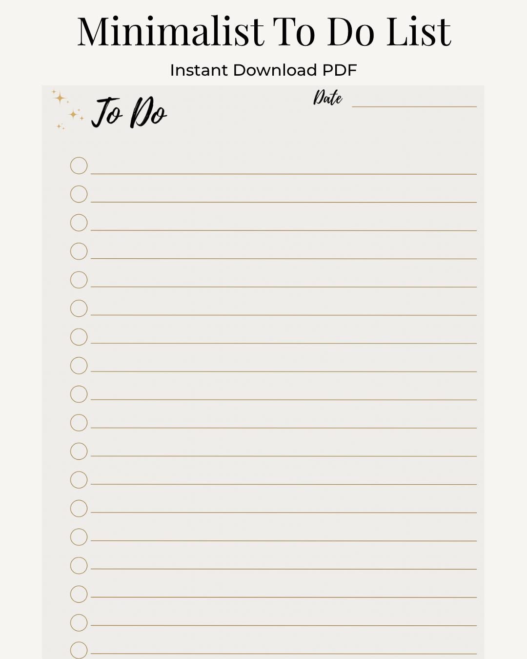 Att-göra-lista utskrivbar PDF, minimalistisk planerarinsats, daglig ...