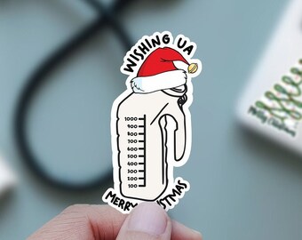 Wishing UA merry christmas funny nurse gift, urinal sticker for rn christmas gift, funny urinalysis xmas sticker, kidney rn sticker xmas