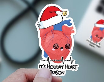 Holiday heart nurse gift for christmas sticker, emergency nurse sticker for cardiac nurse, cardiology gift for doctor, stocking stuffer