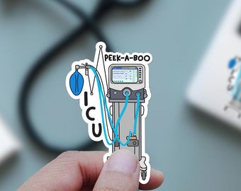 Pegatina de UCI para médico de UCI, pegatina de regalo para enfermera de UCI, pegatina de neumólogo de UCI, linda pegatina de ventilador para terapia respiratoria, regalo de rt