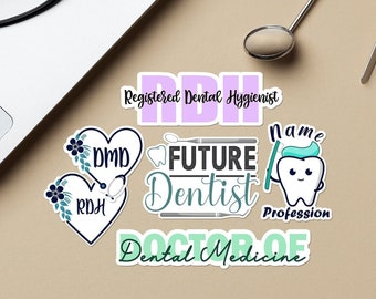 Personalized Dental Stickers, for dental hygiene, Future Dentist, future RDH, Dental hygienist student, dental student gift