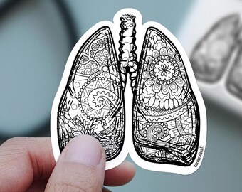 Anatomical Lung Mandala Sticker: Pulmonologist Nurse Gift