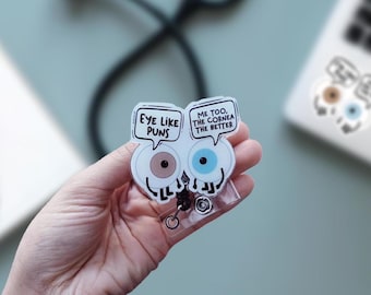 Funny optometry eye doctor badge reel, cute optometrist gift for optometry tech, opthalmic tech gift, funny eye doctor badge, optomery gift