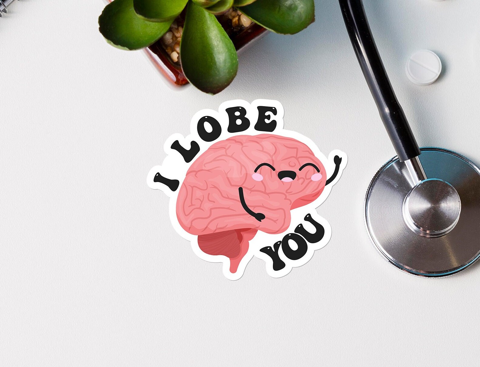 Neurology Sticker I Lobe You Cute Valentines Anatomy Sticker, Cute Brain Anatomical ...