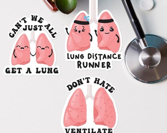 Pulmonology Stickers, cute lung stickers, funny ICU gift for nurse, critical care nurse stickers, respiratory therapist gift