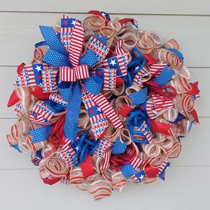 Patriotic deco mesh front door wreath, 4th of July, Memorial Day, Labor Day, Veteran&#39;s Day, summer wreath, *READY TO SHIP*