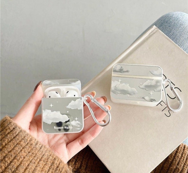 Mirror Cloud Airpod case | Reflective Mirror | Unique Airpod Case | Compatible with Airpods 1,2,3 & pro | Phone charm 