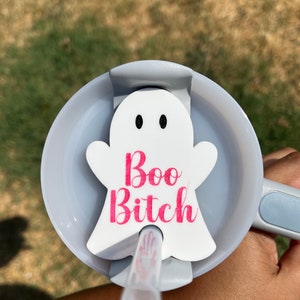 Ghost Stanley topper,40oz Stanley,Straw topper,Stanley name tag,Tumblr tag, cup tag, name plate, Ghost tag,Stanley cup accessories, Stanley