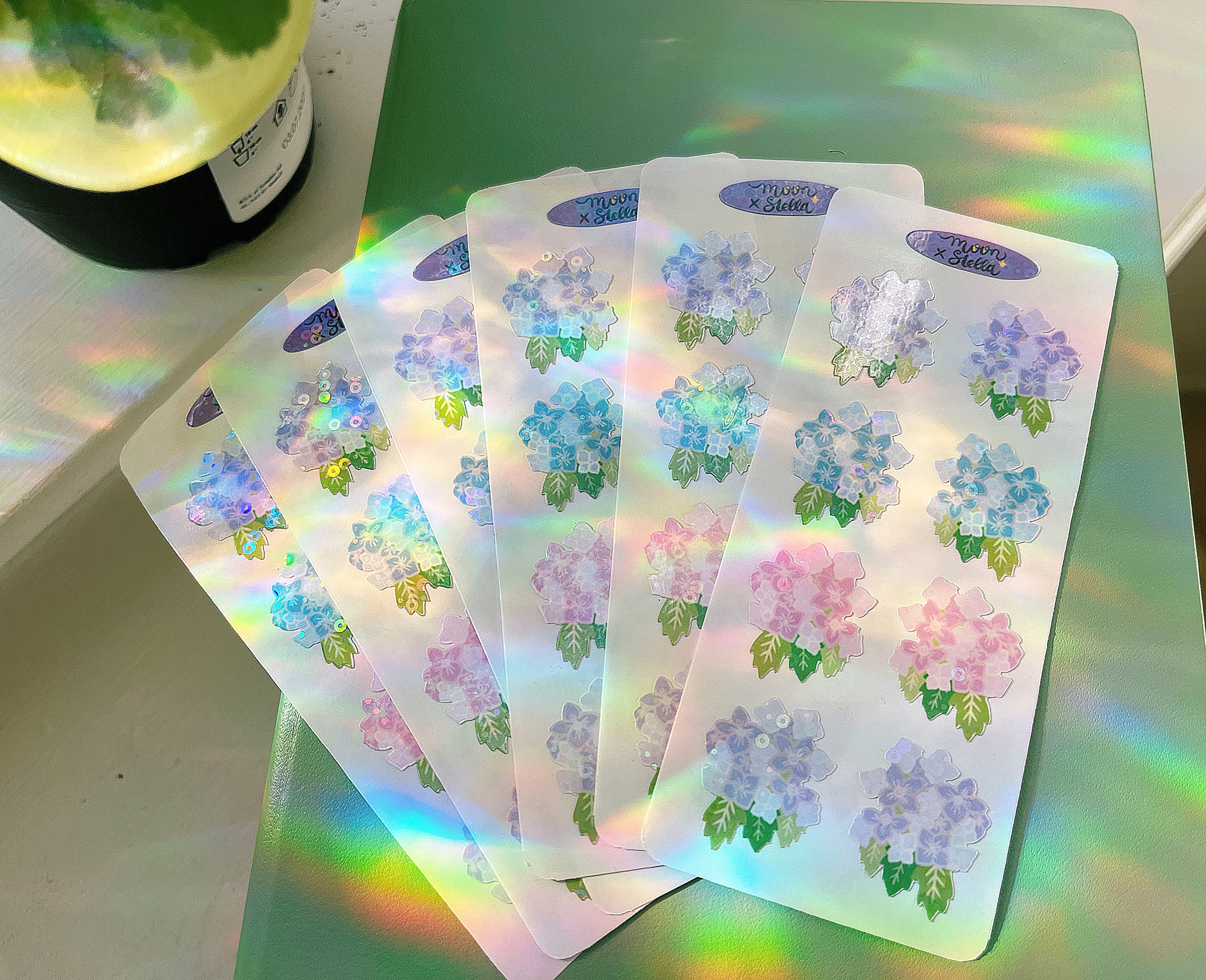 Hydrangea Stickers, Vintage Style Sheets | Holographic & Waterproof ...