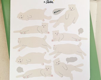 Cute Cat Stickers - Nilla the Vanilla Cat Weatherproof Sticker Sheet - perfect for Journals, notebooks and much more!